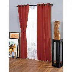 DORAL - Combo Cortina Agatha 2 Paños Tela 140x220 cm Terracota