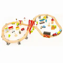 KIDSCOOL - Pista Trenes City Didáctica 70 Piezas Con Accesorios Para Niños
