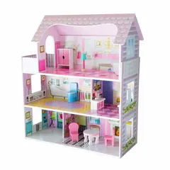 KIDSCOOL - Casa de Muñecas Little con Accesorios 60x70x25 cm Rosado Desde 2 años