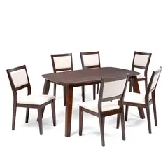 EXIT - Juego de Comedor Chester 6 Sillas Mesa Rectangular 90x74x150 cm Marrón