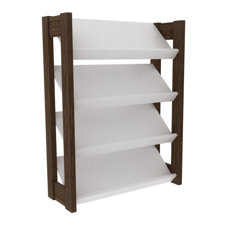 Zapatera MDP 4 Nivel(es) 69x90.5x26.2 cm Blanco/Nogal