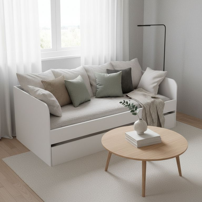 Sofá Cama Blanco 193x95,2x68 cm sin Colchón