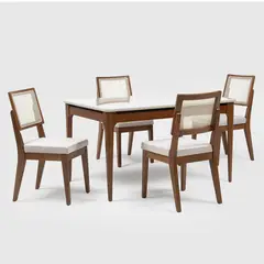 DECOCASA - Juego de Comedor Addar 4 Sillas Mesa Rectangular 90x77x135 cm Off White