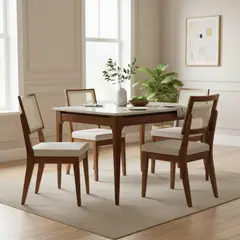 DECOCASA - Juego de Comedor Addar 4 Sillas Mesa Rectangular 90x77x135 cm Transparente