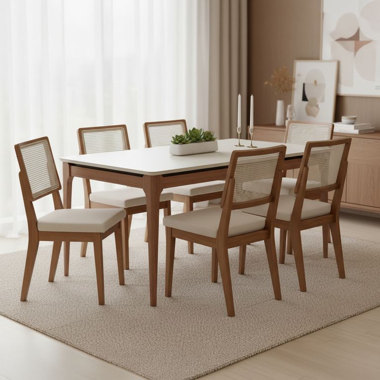 Juego de Comedor Sagan 6 Sillas Mesa Rectangular 90x77x184 cm Transparente