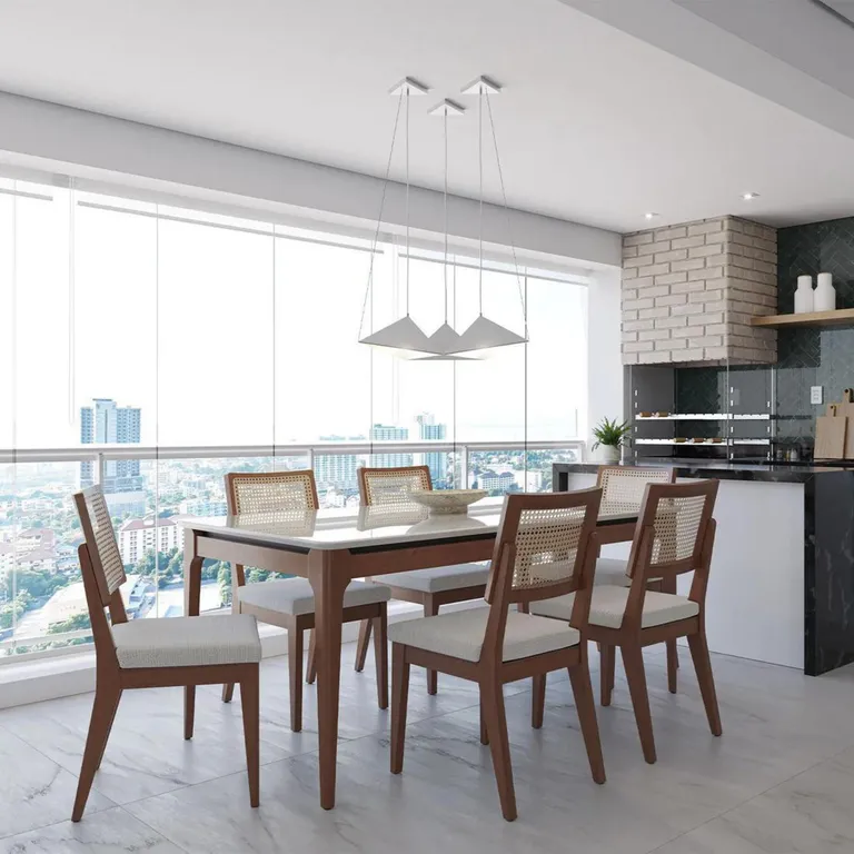 Juego de Comedor Addar 6 Sillas Mesa Rectangular 90x77x160 cm Transparente