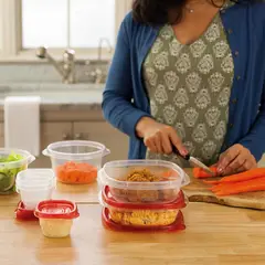 RUBBERMAID - Set 3 Contenedores de Alimento Cuadrado Plástico 669 ml