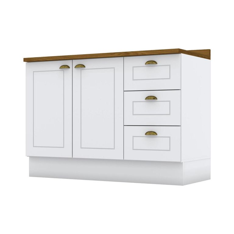 Mueble de Cocina Americana Base 2 Puertas 3 Cajones con Cubierta 120 cm