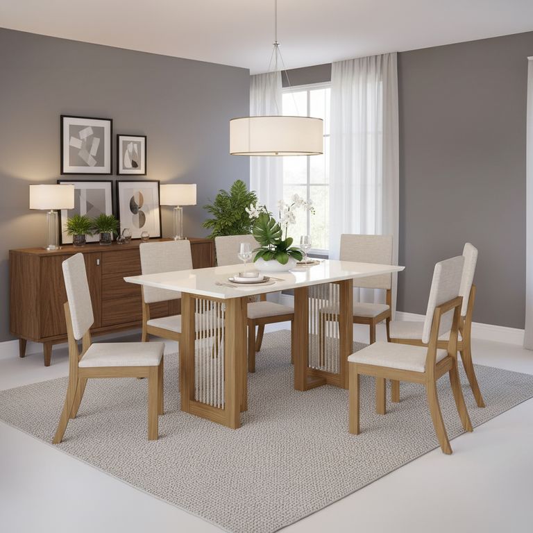 Juego de Comedor Yara 6 Sillas Mesa Rectangular 90x80x160 cm Café