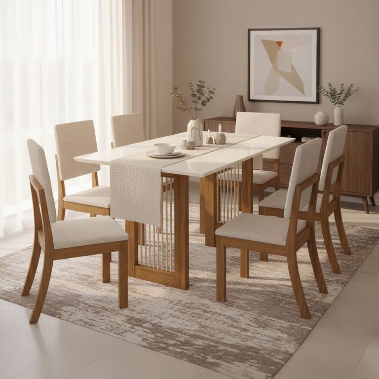 Juego de Comedor Yara 6 Sillas Mesa Rectangular 90x80x160 cm Café