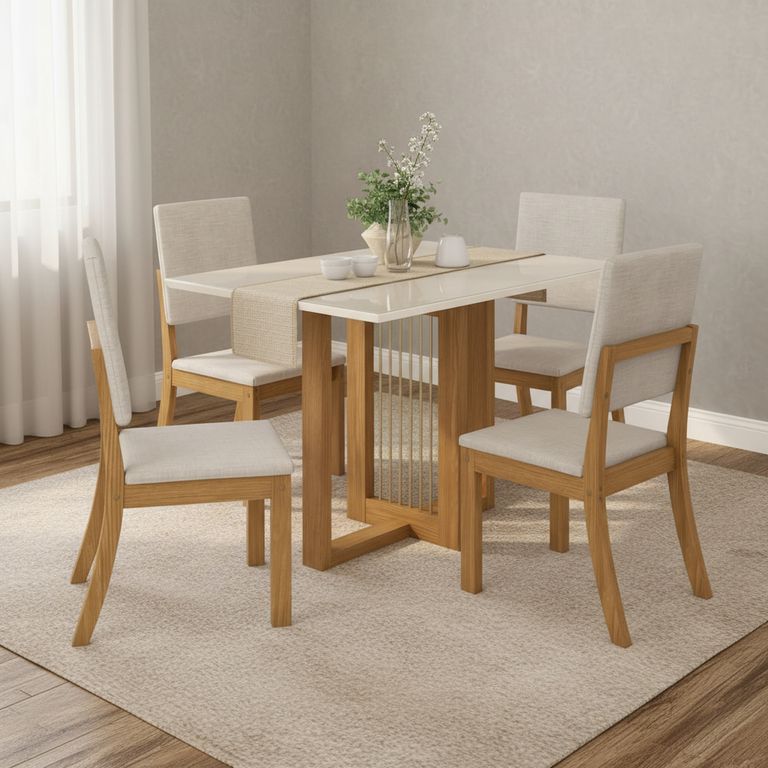 Juego de Comedor Mill 4 Sillas Mesa Rectangular 90x80x120 cm Café
