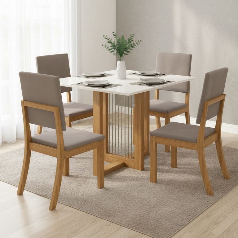 Juego de Comedor Beks 4 Sillas Mesa Rectangular 90x80x120 cm Café