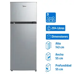 MIDEA - Refrigerador Top Freezer Frío Directo 207 Litros MDRT294FGE50