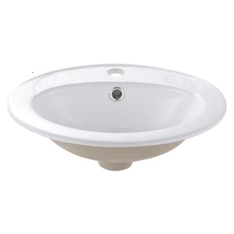 Lavamanos Sobrepuesto Forma Ovalada Loza 36x16x41.5 cm Blanco