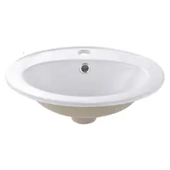 DOMSA - Lavamanos Sobrepuesto Forma Ovalada Loza 36x16x41.5 cm Blanco