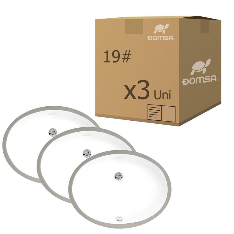 Pack de 3 lavamanos bajo cubierta Forma Ovalada Arcilla 49x18x38 cm BLANCO