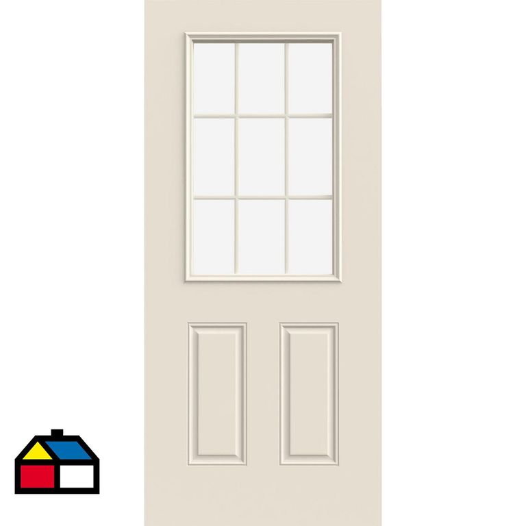 Puerta con Vidrio Termopanel Acero 70x210 cm 9 Luces Blanco