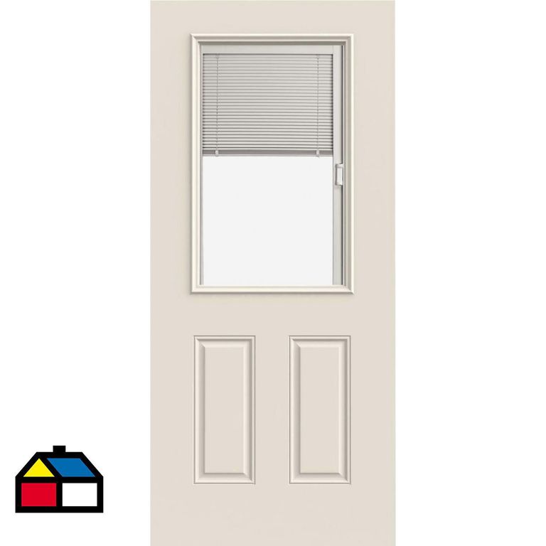 Puerta con Vidrio Termopanel Acero 70x210 cm Persiana Blanca
