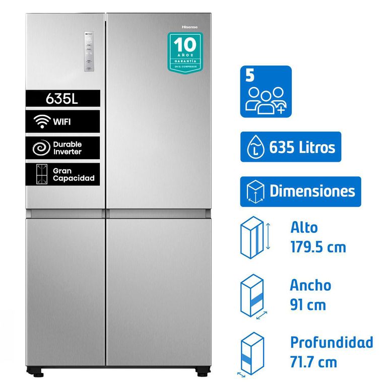 Refrigerador 2 Puertas Side by Side No Frost 635 Litros Inox RS820NV