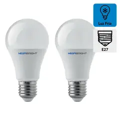 MEGABRIGHT - Pack 2 Ampolletas Led Clásicas 9.5 W E27 800 lm Luz Fría