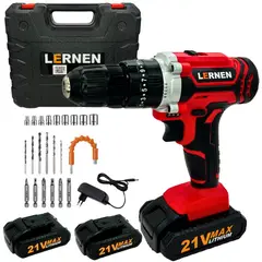 LERNEN - Taladro Inalámbrico Percutor 10 mm 21V/2 Baterías