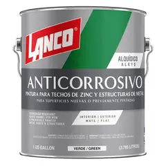 LANCO - Anticorrosivo zinc y estructuras metálicas verde 1 galón
