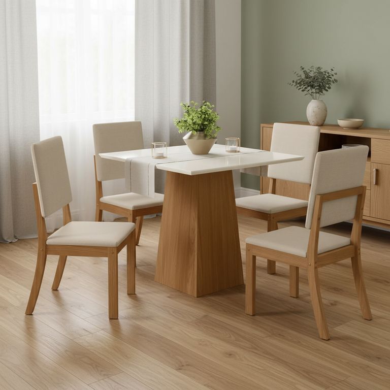 Juego de Comedor Palu 4 Sillas Mesa Cuadrada 90x80x90 cm Café