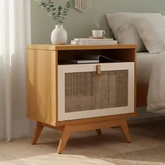 BE DESIGN - Velador 1 Puerta 1 Cajón(es) Camu 64x70x36 cm Caramelo