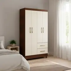 MOBILFRANK - Clóset 4 Puerta(s) 2 Cajón(es) 3 Repisa(s) 99x179x40 cm Champagne/Rústico