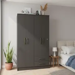 VEKKAHOME - Clóset Pequim 4 Puerta(s) 2 Cajón(es) 5 Repisa(s) 108.2x182.5x47 cm Negro