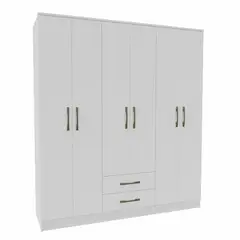 VEKKAHOME - Clóset Pequim 6 Puerta(s) 2 Cajón(es) 6 Repisa(s) 161.7x182.5x47 cm Blanco