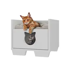GENERICO - Cama con Cajón para Gato 34.5x39x40 cm Blanco