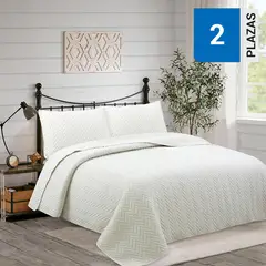 DIB - Quilt Cubrecama Geometric Hebra Natural 2 Plazas