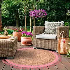 DIB - Alfombra Jute Malibu 150x150 cm Yute Rosa