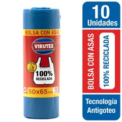 VIRUTEX - Bolsa con Asas 50x65 cm 10 Litros 10 Unidades