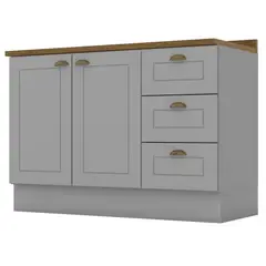 HOME MOBILI - Mueble base 2 puertas 3 cajones gris Americana 120cm