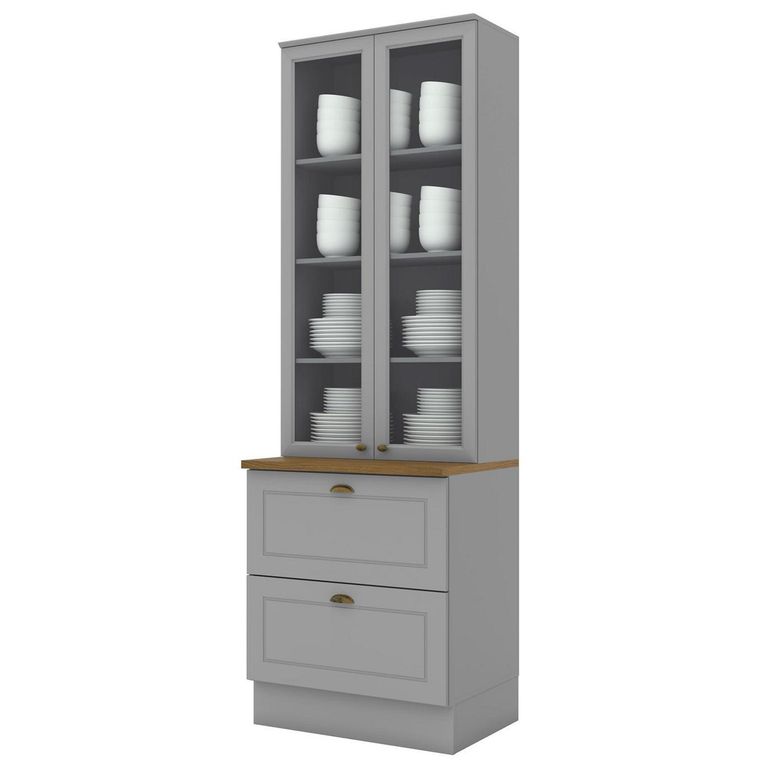 Mueble cristalera 2 puertas gris Americana