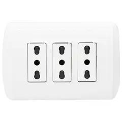 BTICINO - Placa armada Modus Plus tomacorriente triple 10/16A color Blanco