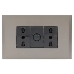 BTICINO - Placa armada Nóbile tomacorriente doble 10/16A color terra