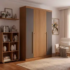 ONESSTA - Clóset Buriti 4 Puerta(s) 2 Cajón(es) 5 Repisa(s) 155x219x46.3 cm Café/Grafito