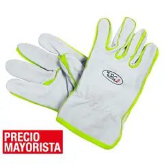 ERGO - Guante de Cuero Talla única Blanco y Amarillo Fluor