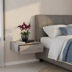 TUHOME - Velador 1 Cajón(es) Milano 40x13x34.1 cm Ceniza