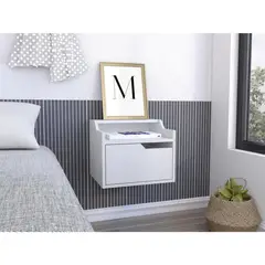 TUHOME - Velador 1 Cajón(es) Busan 40x33x34 cm Blanco
