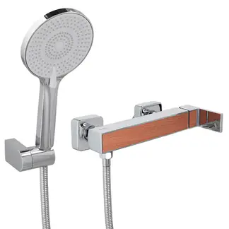 STRETTO - Monomando Ducha Atela Cromo madera