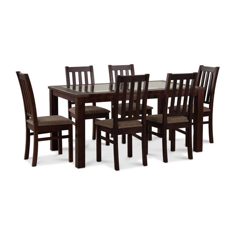 Juego de Comedor Ñuble 6 Sillas Mesa Rectangular 95x76x160 cm Café