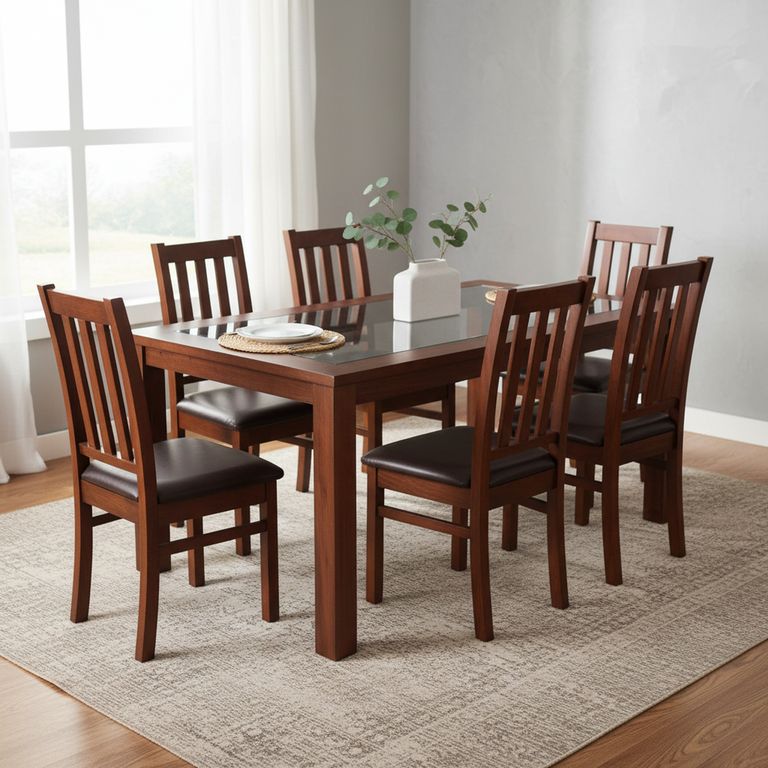 Juego de Comedor Ñuble 6 Sillas Mesa Rectangular 95x76x160 cm Café