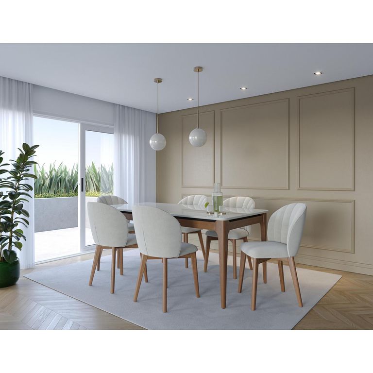 Juego de Comedor Alba 6 Sillas Mesa Rectangular 90x77,2x184 cm Café