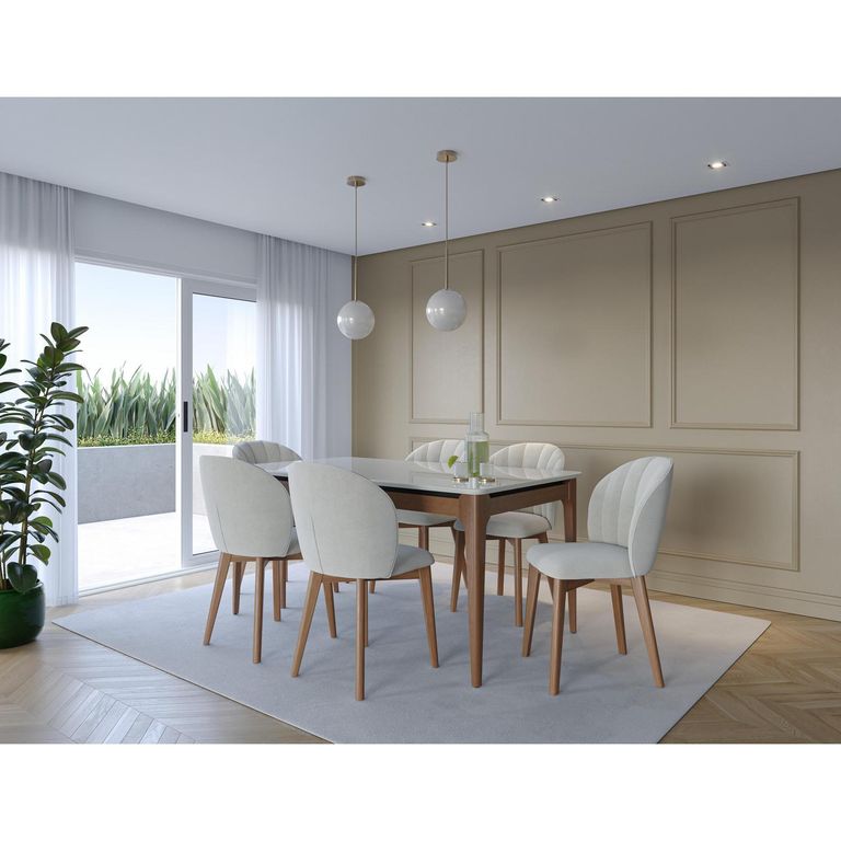Juego de Comedor Alba 6 Sillas Mesa Rectangular 90x77x160 cm Café