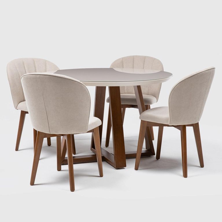 Juego de Comedor Alba 4 Sillas Mesa Redonda 115x78,4x115 cm Café