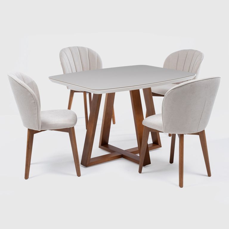 Juego de Comedor Alba 4 Sillas Mesa Rectangular 115x115x76,2 cm Transparente